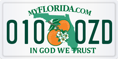 FL license plate 0100ZD