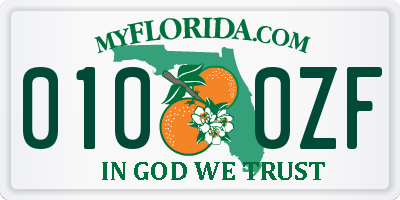 FL license plate 0100ZF