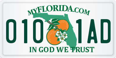 FL license plate 0101AD