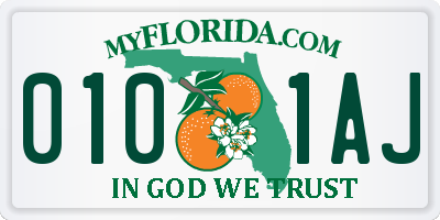 FL license plate 0101AJ