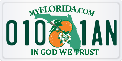 FL license plate 0101AN