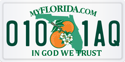FL license plate 0101AQ