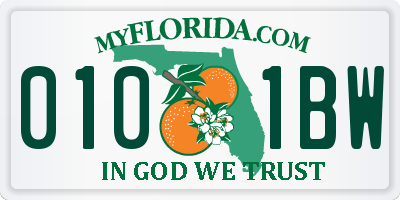 FL license plate 0101BW