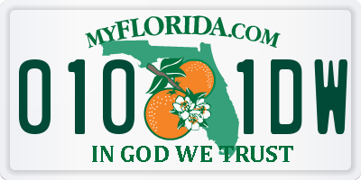 FL license plate 0101DW