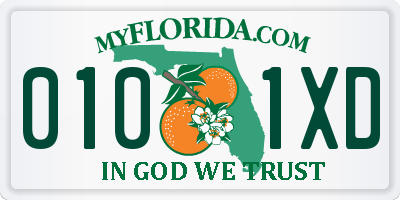 FL license plate 0101XD