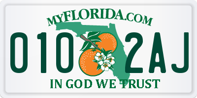 FL license plate 0102AJ