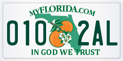 FL license plate 0102AL
