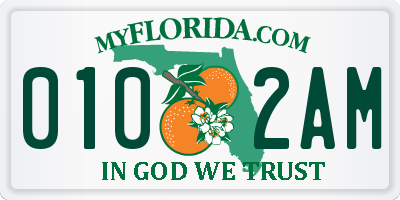 FL license plate 0102AM