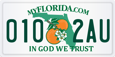 FL license plate 0102AU