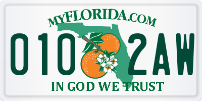 FL license plate 0102AW