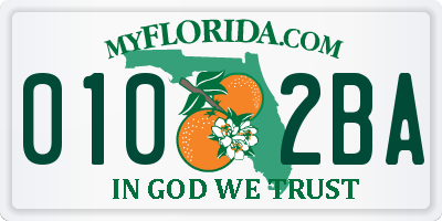 FL license plate 0102BA