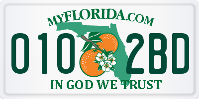 FL license plate 0102BD