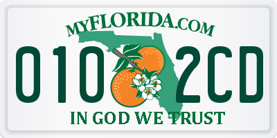 FL license plate 0102CD
