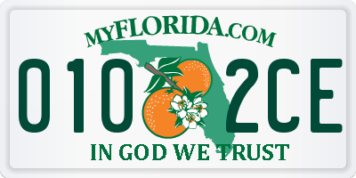 FL license plate 0102CE