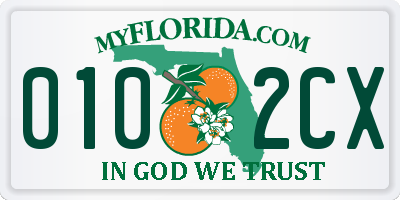 FL license plate 0102CX
