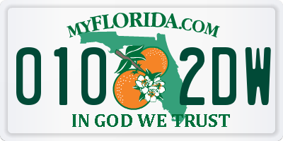 FL license plate 0102DW