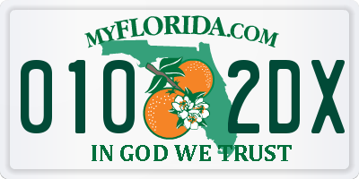 FL license plate 0102DX