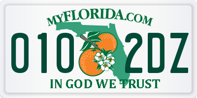 FL license plate 0102DZ