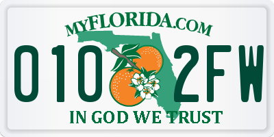 FL license plate 0102FW