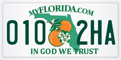 FL license plate 0102HA