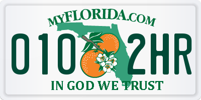 FL license plate 0102HR