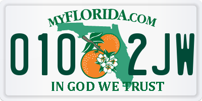 FL license plate 0102JW
