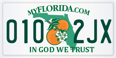 FL license plate 0102JX