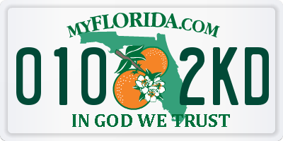 FL license plate 0102KD