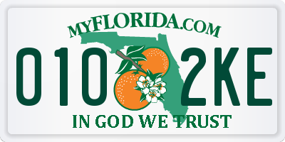 FL license plate 0102KE