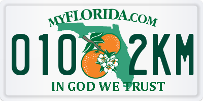FL license plate 0102KM