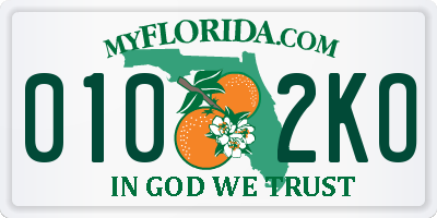 FL license plate 0102KO