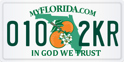 FL license plate 0102KR