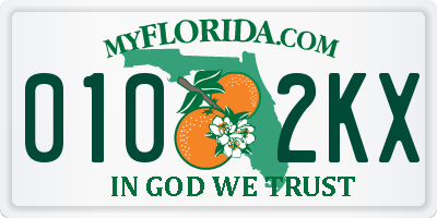 FL license plate 0102KX
