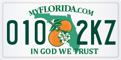 FL license plate 0102KZ