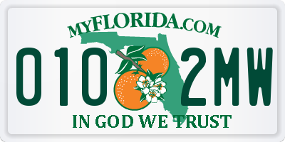 FL license plate 0102MW