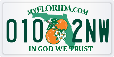 FL license plate 0102NW