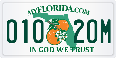 FL license plate 0102OM
