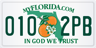 FL license plate 0102PB