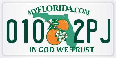FL license plate 0102PJ