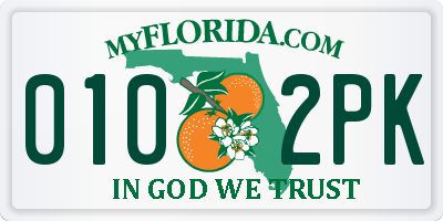 FL license plate 0102PK