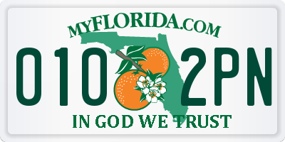 FL license plate 0102PN