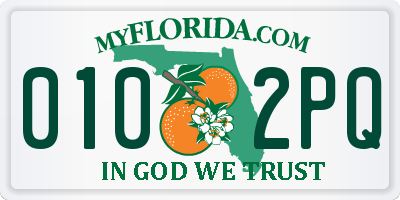 FL license plate 0102PQ