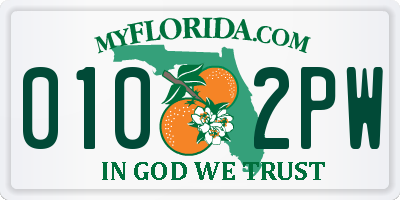 FL license plate 0102PW