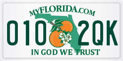 FL license plate 0102QK