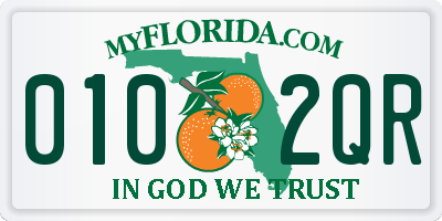 FL license plate 0102QR