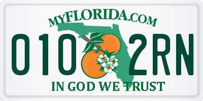 FL license plate 0102RN