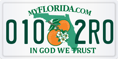 FL license plate 0102RO