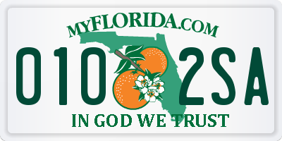 FL license plate 0102SA