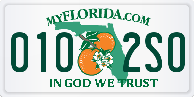 FL license plate 0102SO