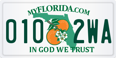 FL license plate 0102WA